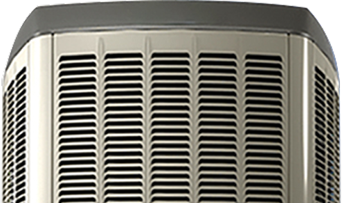 Front view of a Mr. Furnace HVAC condenser unit with a metallic grille design, shown isolated on a transparent background.